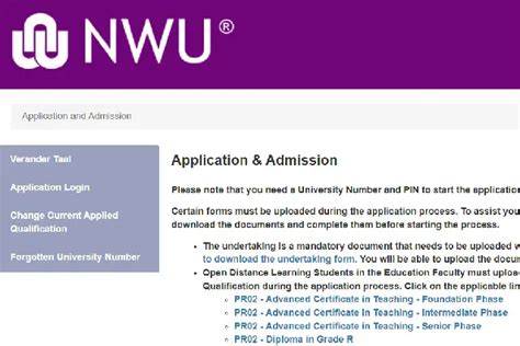 Nwu Online Application 2023
